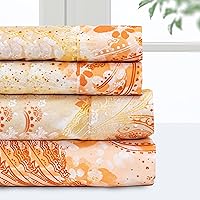 Pointehaven Bedding King Bed Sheet Set- 4 Pieces Bedding- 100% Polyester Microfiber- Super Soft Easy Care Bed Linen Set - Breathable, Deep Pockets, Extra Soft (King Peach Paisley)