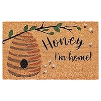 Natura Honey I'M Home Natural Outdoor Welcome Coir Door Mat, 1'5