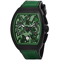 Vanguard Mens Automatic Date Chronograph Green Camouflage Face Green Rubber Strap Watch V 45 CC DT Camouflage TTNRMC.VE