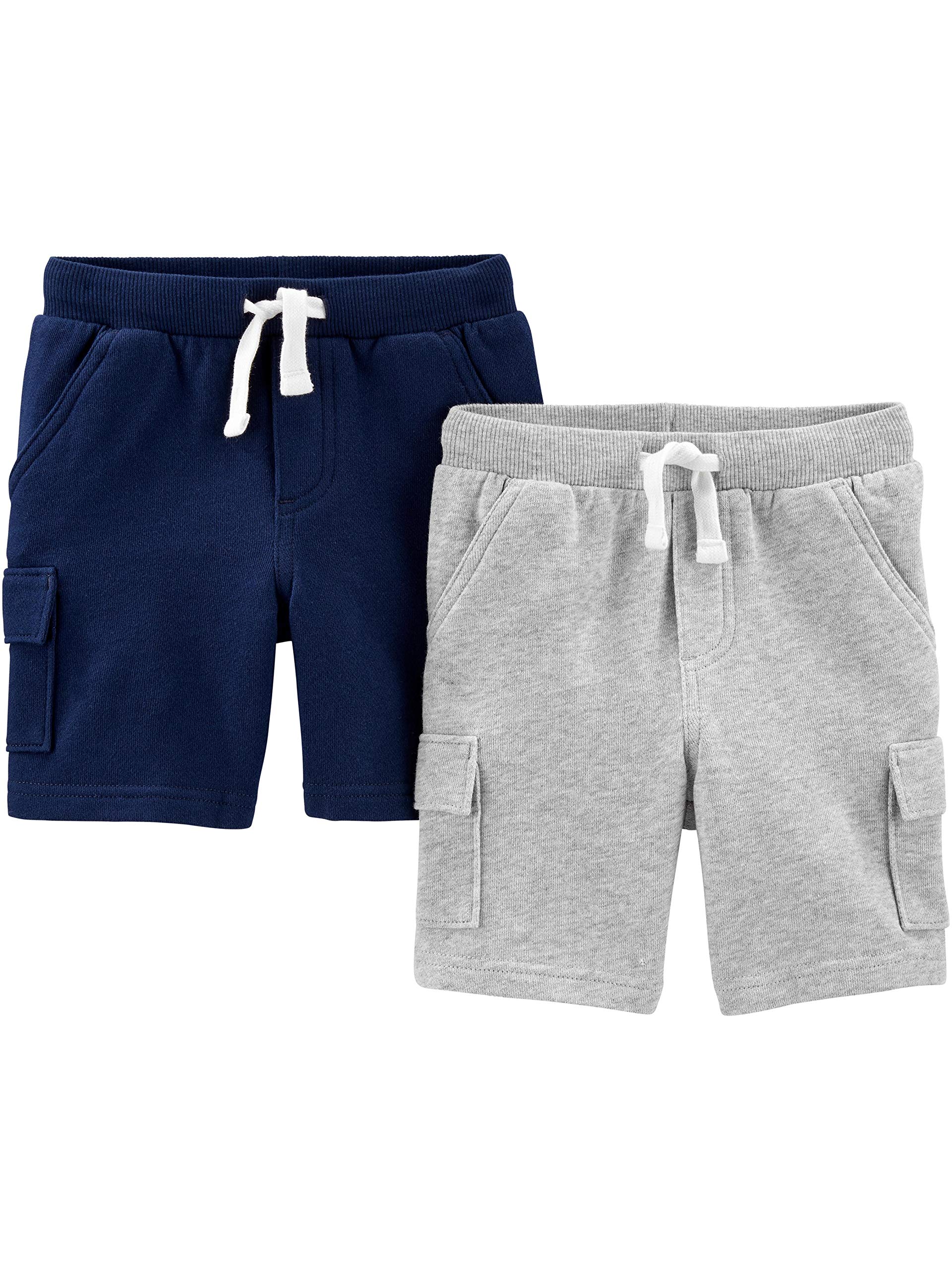 Simple Joys by Carter's Boys' Knit Cargo Shorts, Pack of 2, Navy/Grey, 4T