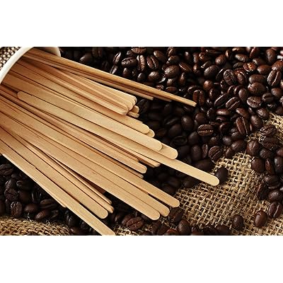 Makerstep 1000 Wooden Coffee Stirrers 5.5 Inch with Storage Box, Sturdy  Natural Birch Wood Coffee Stir Sticks. Eco-friendly, Splinter Free, Round