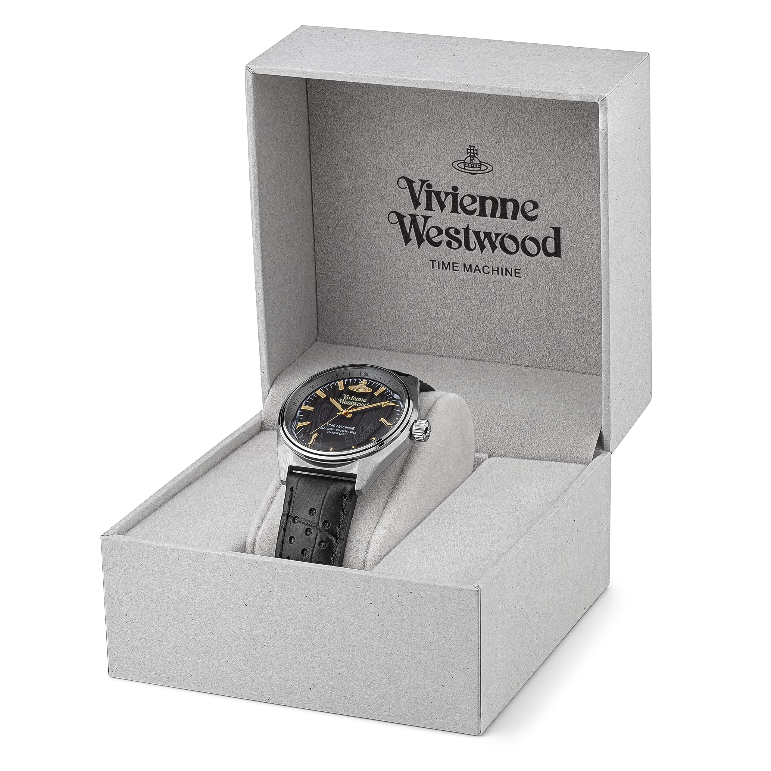 Vivienne Westwood Sydenham Mens Quartz Watch with Black Dial & Leather Strap or Silver Stainless Steel Bracelet