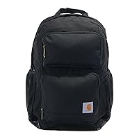 Carhartt 28L Dual-Compartment Backpack, Durable Pack with Laptop Sleeve and Duravax Abrasion Resistant Base, Black, One Size