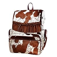 Cowhide Hair Print Fur Leather Fringe Diaper Backpack Rucksack / Knapsack Travel Shoulder Bag
