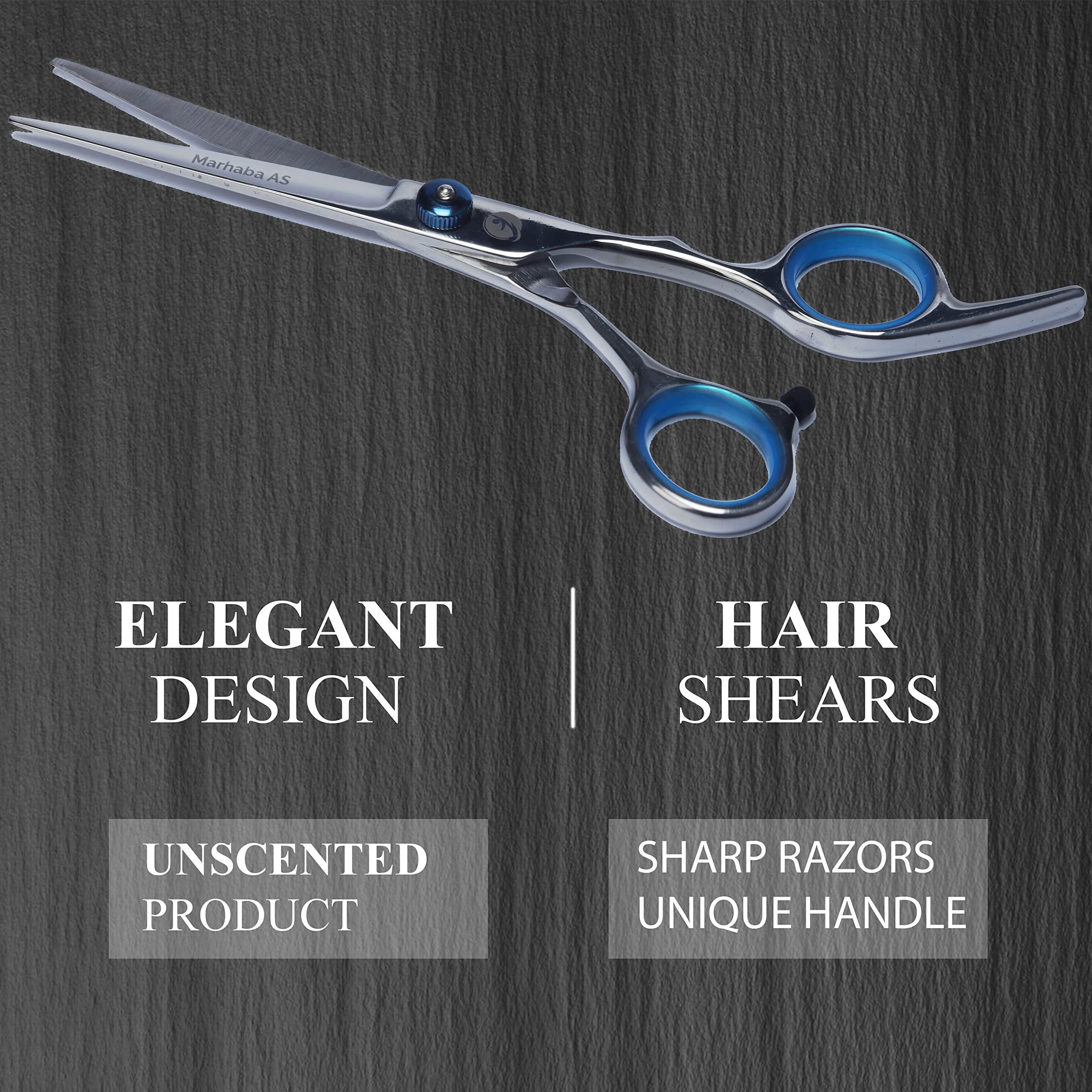 Marhaba AS Hair Cutting Scissors, Professional Barber Scissors, 2 Pcs Hair Cut Scissors set for Men and Women, Stainless Steel Hair Shears for Home and Salon Use, Scissors for Hair with Leather Case…