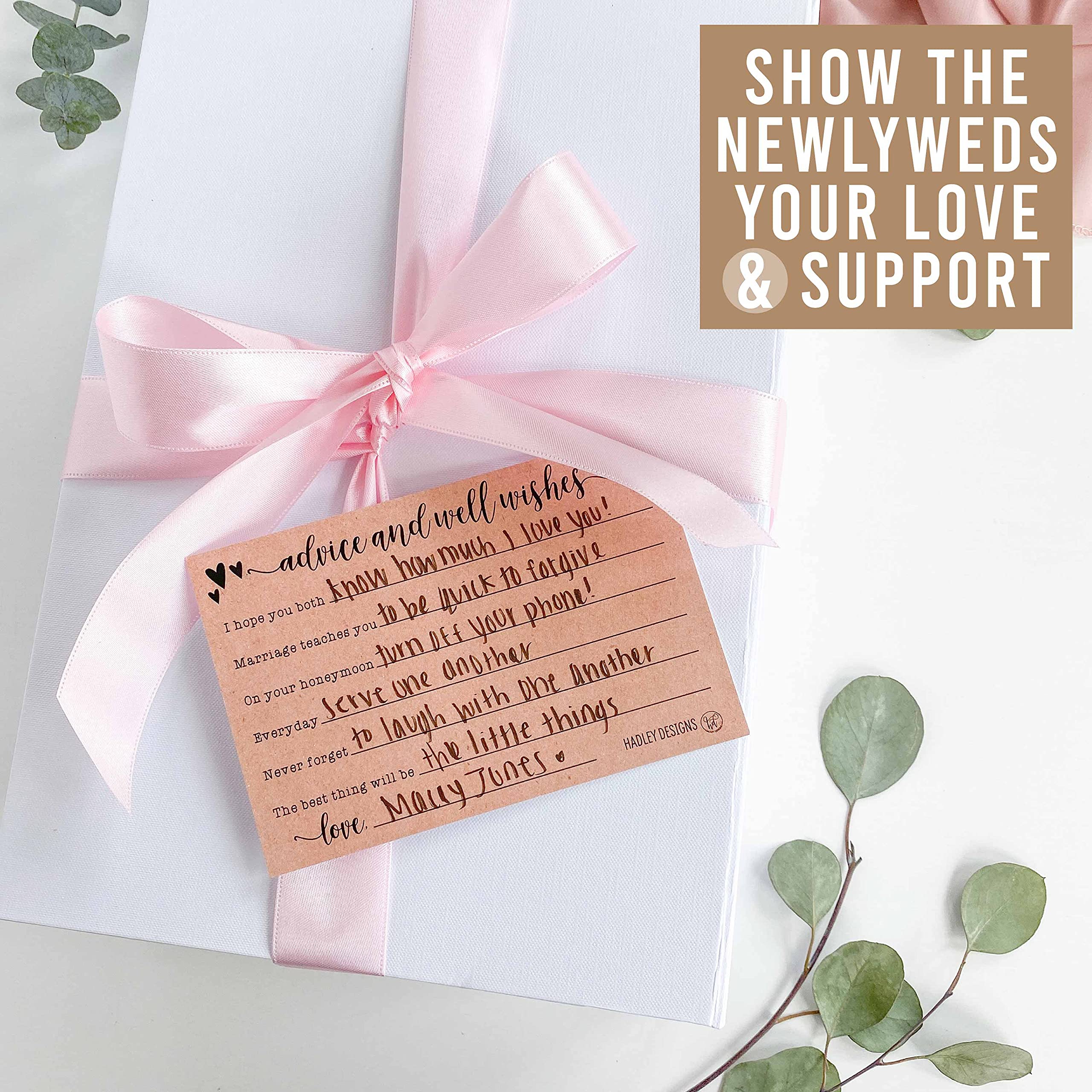50 Wedding Advice Cards For Bride and Groom, Wedding Card Boxes For Reception, Wedding Guest Book Alternative, Rustic Bridal Shower Games For Guests Wedding Games For Guests Advice For The Bride Cards