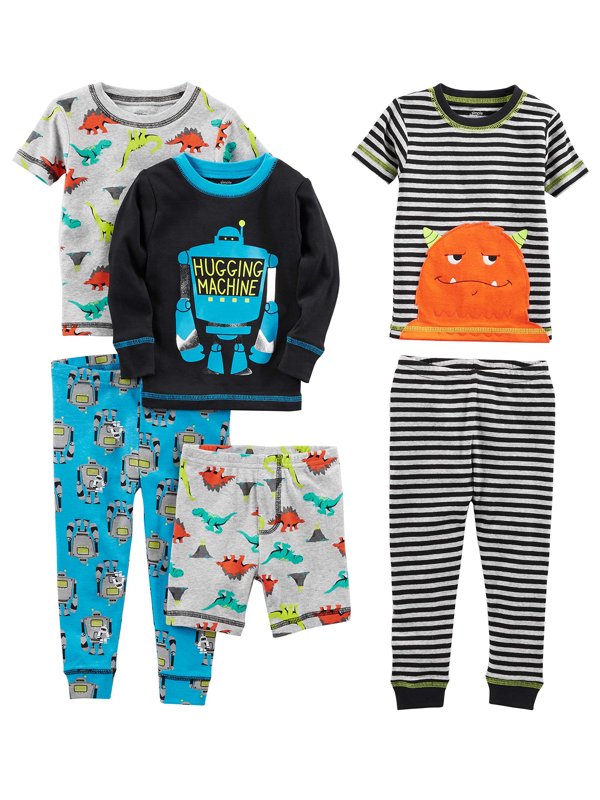 Simple Joys by Carter's Babies, Toddlers, and Boys' 6-Piece Snug-Fit Cotton Pajama Set