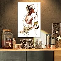 Fashion Woman-Portrait Digital Canvas Art Print-16x32, 16 x 32 in, Brown