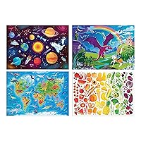 Chuckle & Roar - 4 Pack Space, World Map, Fantasy, Food Puzzles - Larger Pieces Designed for Preschool Hands - 100 & 200 PC Jigsaw Puzzles