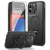 Designed for iPhone 15 Pro Max Leather Case [Compatible with MagSafe] with Stand, Shockproof Back Slim Protective Phone Case for iPhone 15 Pro Max (2023) 6.7