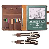 Robrasim Handmade Leather Sketchbook Cover, Artist Sketch Pad Holder for 9