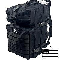 45L Elite Tactical Backpack | 3X Stronger Work & Military Backpack | Water Resistant and Heavy Duty | 3 Day MOLLE Bug Out Bag (Carbon Black)