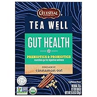 Celestial Seasonings TeaWell Herbal Tea, Gut Health, Organic Cinnamon Oat, 12 Count