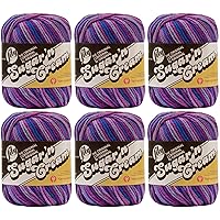 Bulk Buy: Lily Sugar'n Cream Yarn Bundle 100 Percent Cotton Solids and Ombres (6-Pack) Medium Wt 4 Worsted (Jewels Ombre)