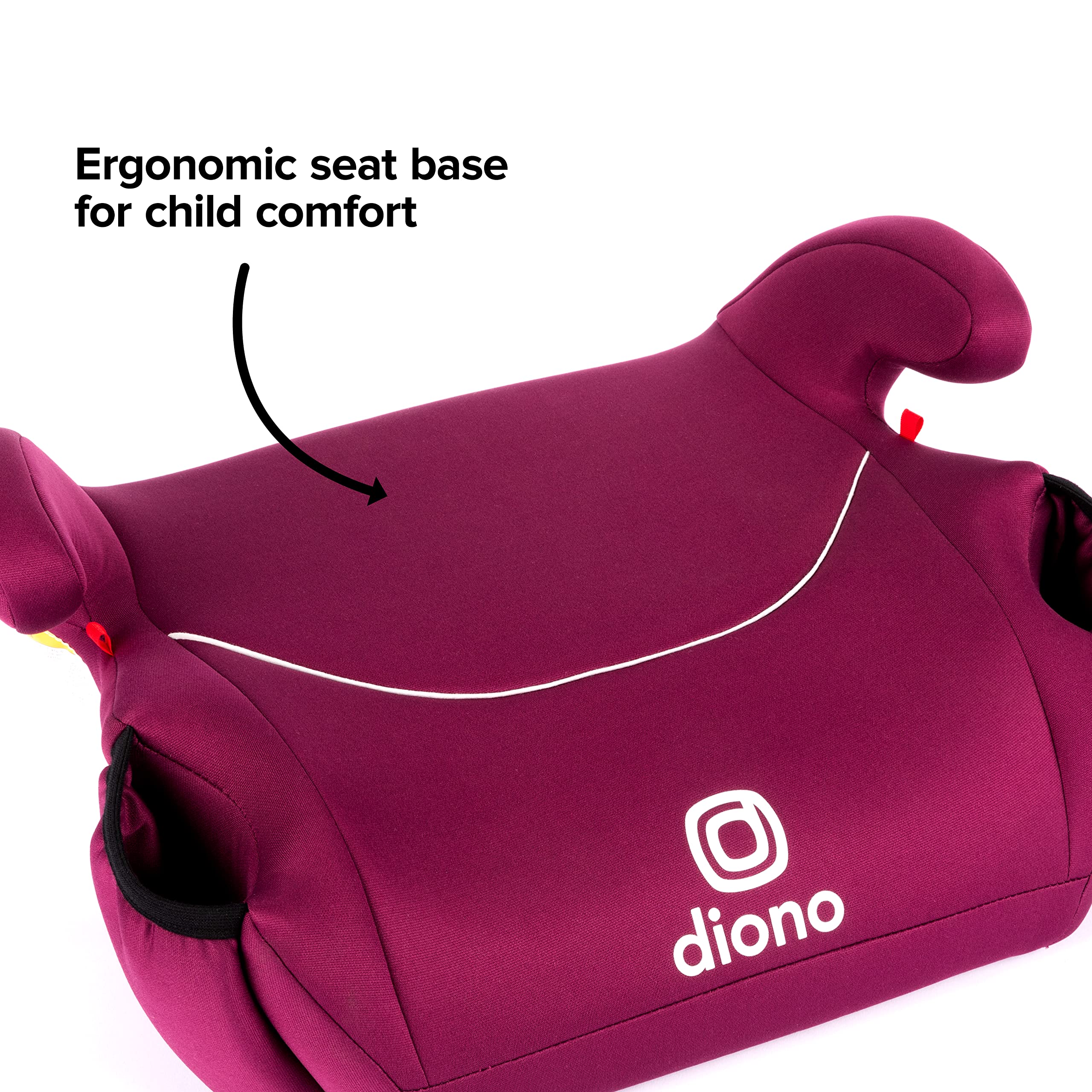 Diono Solana, No Latch, Single Backless Booster Car Seat, Lightweight, Machine Washable Covers, Cup Holders, Pink