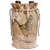 3dRose Danita Delimont - Birds - Green-tailed Towhee bird hunting for seeds - US44 LDI0527 - Larry Ditto - Wine Bag (wbg_146667_1)