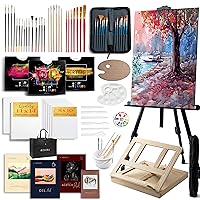 139-Piece Professional Art Painting Set with Easel, Acrylics, Oils, Watercolors, Brushes, Canvases for Adults