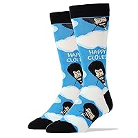 Men's Novelty Bob Ross Crew Socks, Funny Socks Crazy Socks, Fun Casual Dress Cotton Socks