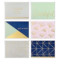 Hallmark Thank You and Blank Cards Assortment, Geometric Gold (24 Cards with Envelopes for Baby Showers, Wedding, Bridal Showers, All Occasion)