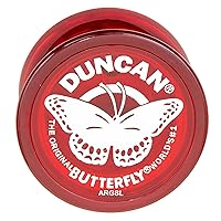 Duncan Toys Butterfly Yo-Yo, Beginner Yo-Yo with String, Steel Axle and Plastic Body, Red