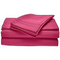 Wrinkle and Fade Resistant 1800 Premier Luxurious 4-Piece Bed Sheet Set, Deep Pocket up to 16 inch, Queen Pink