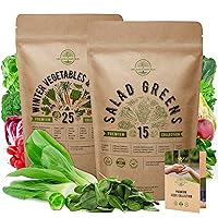 25 Winter Vegetables & 15 Greens Seeds Variety Packs in One Value Bundle Non-GMO Heirloom Seeds for Indoor and Outdoor. Over 14000 Seeds.