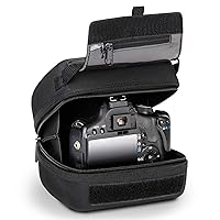 USA Gear Hard Shell DSLR Camera Case (Black) with Molded EVA Protection, Quick Access Opening, Padded Interior and Rubber Coated Handle-Compatible with Nikon, Canon, Pentax, Olympus and More