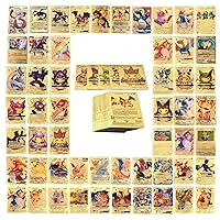 55 PCS Gold Cards Packs Vmax DX GX Rare Golden Cards TCG Deck Box Gold Foil Card Assorted Cards for Fans/Kids/Collectors Gifts (No Duplicates)
