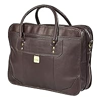 Leather Top Handle Laptop Briefcase (Vachetta Cafe)