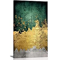 Large Size Abstract Green Gold Emerald Modern Nordic Canvas Wall Art Painting Poster Cuadros Picture Prints on Canvas Home Decor for Living room Bedroom Hallway Entrance Framed Ready to Hang 24×48in