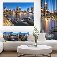 Boston Skyline at Dusk Cityscape Photo Canvas Print