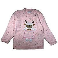GeeWhiz Kids Wool Sweater Knitted Pullover for Toddler Baby Girls with Various Pattern Options 2T - 3T - 4T