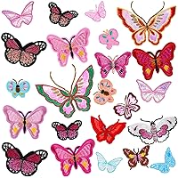 23PCS Butterfly Iron on Patches Pink, PAGOW Multiple Shapes Butterfly Embroidered Iron On Patches, Iron Sew On Embroidered Applique Decoration Sewing Patches for Hat, Bags, Jacket, Dress, T-Shirt