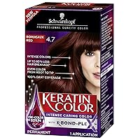 Schwarzkopf Keratin Color Anti-Age Hair Color Cream, 4.7 Bordeaux Red (Packaging May Vary)