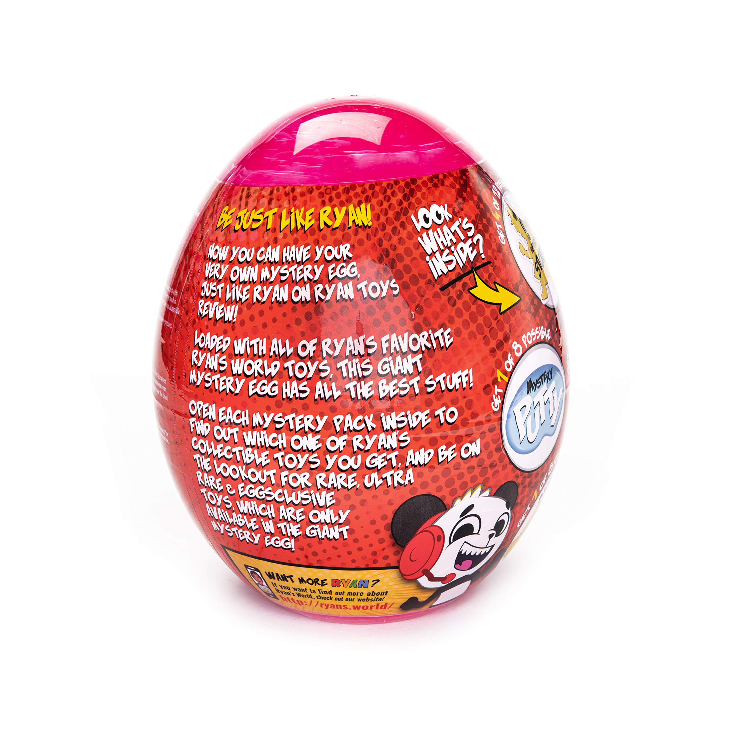RYAN'S WORLD Giant Mystery Egg Series 6, Filled with Surprises, 1 of 3 Color Variety New Vehicles, 2 Ultra-Rare Figures, 2 Build-a-Ryan Figures, Special Putty, 1 Squishy and Stickers, Toy for Kids
