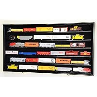 HO Scale Model Train Display Case Cabinet Wall Rack w/98% UV Protection- Lockable -Black