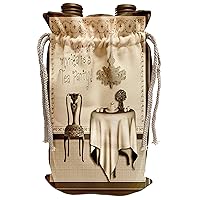 3dRose Beverly Turner Invitation Design - Tea Party Invitation Tea Party Room Sepia - Wine Bag (wbg_23882_1)