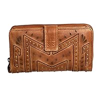 STS Ranchwear Women's Premium Full Grain Leather Wayfarer Chelsea Wallet with 8 Card Slots, Brown, 1 Zip Pocket