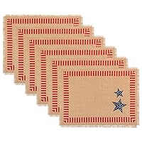 DII 4th of July Tabletop Collection, Placemat Set, Patriotic Jute, 6 Piece