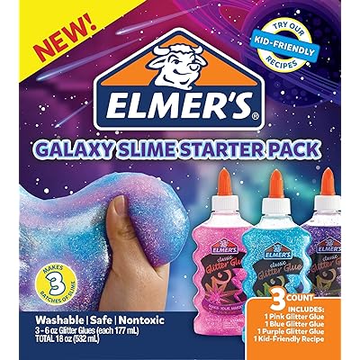 Elmer's Glue Slime Starter Kit with Clear PVA glue, Glitter Glue
