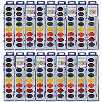 Color Swell 18 Packs Bulk Watercolors with Wood Brushes 8 Washable Colors for Kids, Families, Classrooms, Parties, All Ages