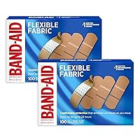 Band-Aid Brand Sterile Flexible Fabric Adhesive Bandages, Comfortable Flexible Protection & Wound Care for Minor Cuts, Pad Designed to Cushion Painful Wounds, One Size, 2 Pack, 100 Ct