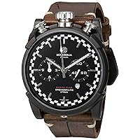 CT Scuderia Men's Check Flag Stainless Steel Swiss-Quartz Watch with Leather Calfskin Strap, Brown, 26 (Model: CS10157)