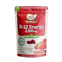 Healthy Delights Naturals, B-12 Energy Soft Chews, Promotes Energy Production, Supports Cognitive Health, Delicious Strawberry Burst Flavor, 30 Count