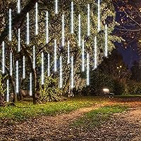 Dazzle Bright 864 LED Christmas Light, Meteor Shower Rain Lights 11.8 Inch 24 Tubes, Waterproof Plug in Falling Rain Lights Christmas Decorations for Xmas Bushes Tree Yard Party (White)