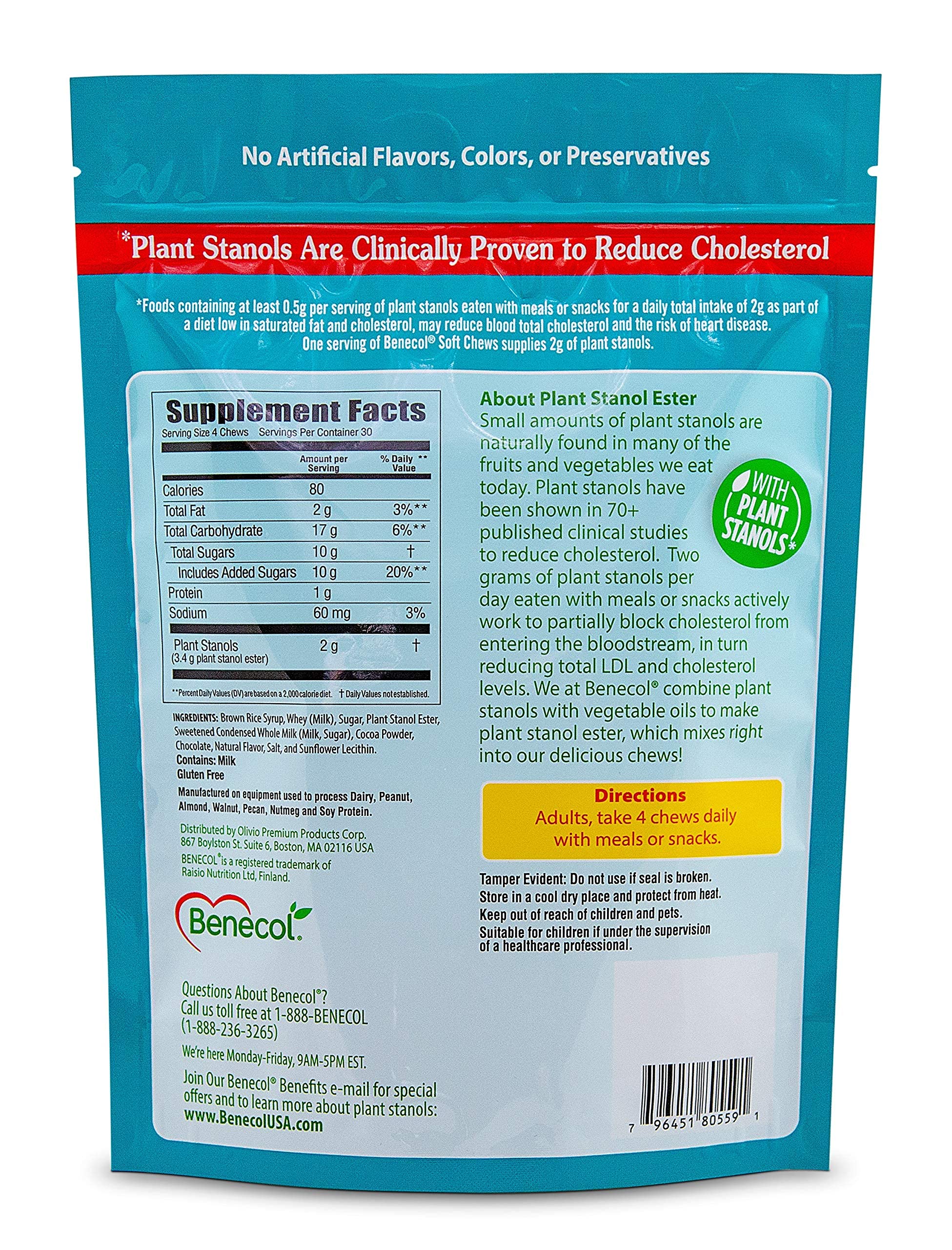 Benecol® Soft Chews - Made with Cholesterol-Lowering Plant Stanols, which are Clinically Proven to Reduce Total & LDL Cholesterol* - Dietary Supplement (120 Chocolate Chews)