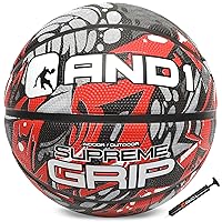 AND1 Supreme Grip Basketball: Official Regulation Size 7 (29.5 inches) Rubber Basketball - Deep Channel Construction Streetball, Made for Indoor Outdoor Basketball Games
