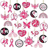 28 Pcs Breast Cancer Awareness Double Sided Diamond Painting Keychains, 5D DIY Diamond Keychain Kits, Diamond Keyring Pendant for Beginners Kids Adults DIY Craft (Ribbon)