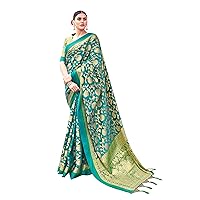 Sarees For Women Banarasi Art Silk Woven Saree || Ethnic Indian Wedding Gift Sari with Unstitched Blouse