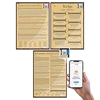 Founding Documents Set of 3 Posters: US Constitution, Bill of Rights, Declaration of Independence,Large 23.4